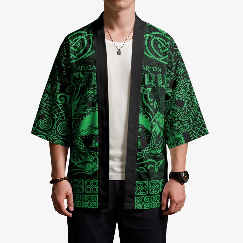 Personalized Caernarfonshire Sir Gaernarfon Kimono Green Castle Tower Celtic-inspired - Wonder Print Shop