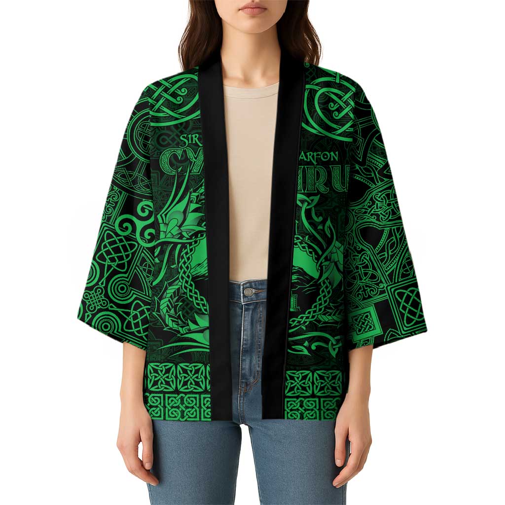 Personalized Caernarfonshire Sir Gaernarfon Kimono Green Castle Tower Celtic-inspired - Wonder Print Shop