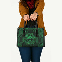 Personalized Caernarfonshire Sir Gaernarfon Leather Bag Green Castle Tower Celtic-inspired - Wonder Print Shop