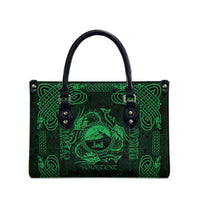 Personalized Caernarfonshire Sir Gaernarfon Leather Bag Green Castle Tower Celtic-inspired - Wonder Print Shop