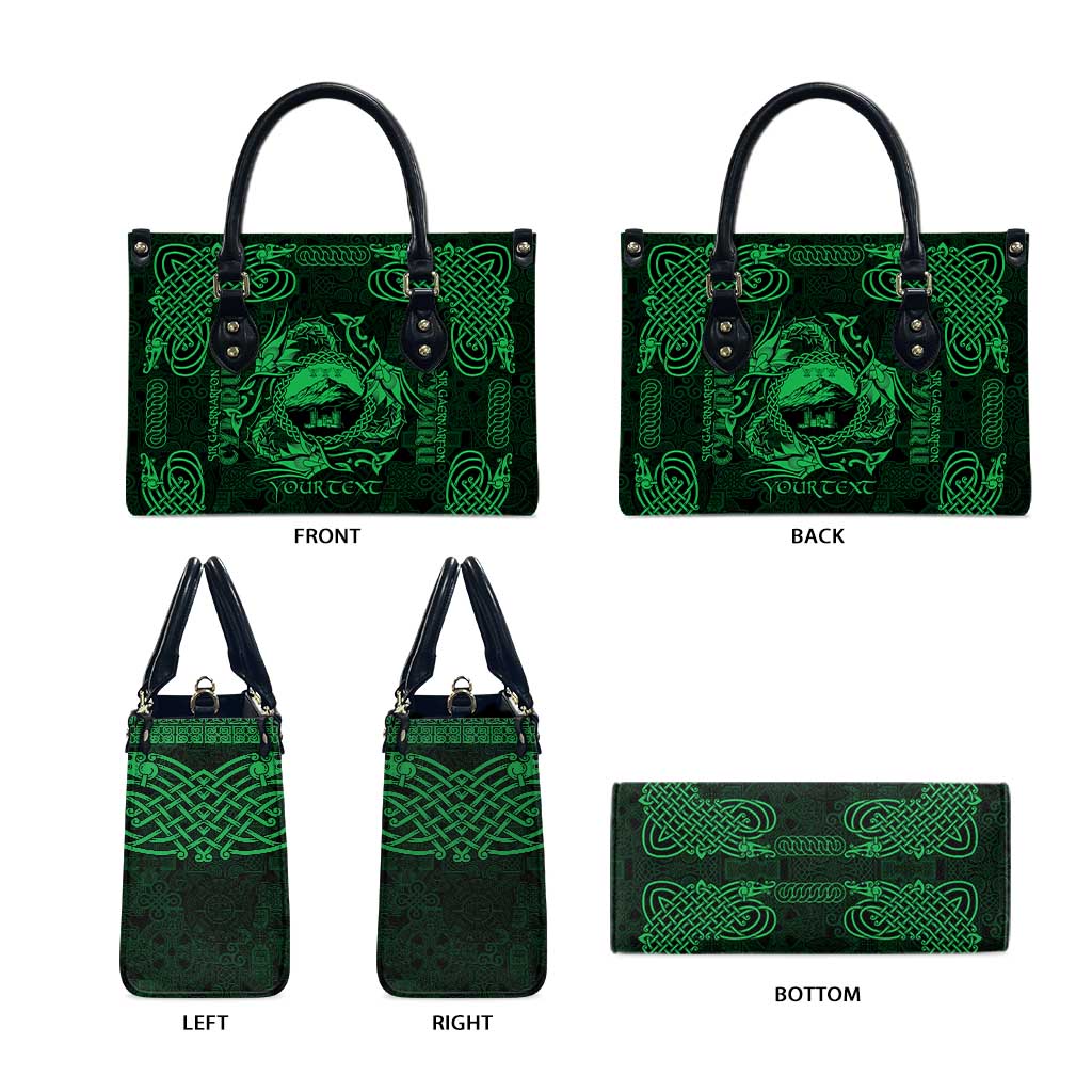 Personalized Caernarfonshire Sir Gaernarfon Leather Bag Green Castle Tower Celtic-inspired - Wonder Print Shop