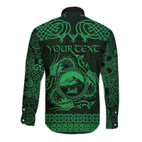 Personalized Caernarfonshire Sir Gaernarfon Long Sleeve Button Shirt Green Castle Tower Celtic-inspired - Wonder Print Shop
