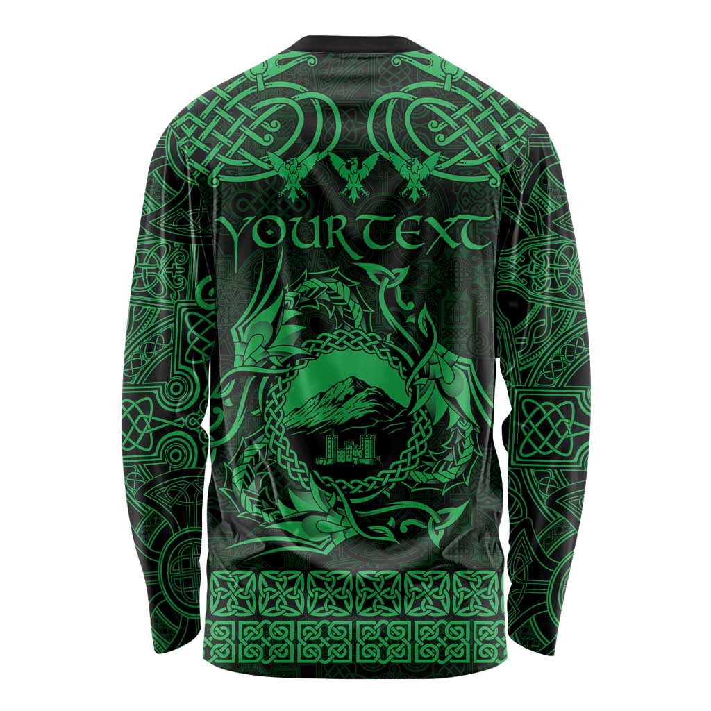 Personalized Caernarfonshire Sir Gaernarfon Long Sleeve Shirt Green Castle Tower Celtic-inspired - Wonder Print Shop