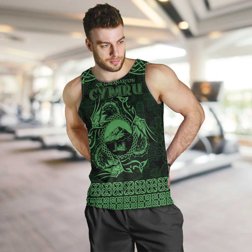 Personalized Caernarfonshire Sir Gaernarfon Men Tank Top Green Castle Tower Celtic-inspired - Wonder Print Shop