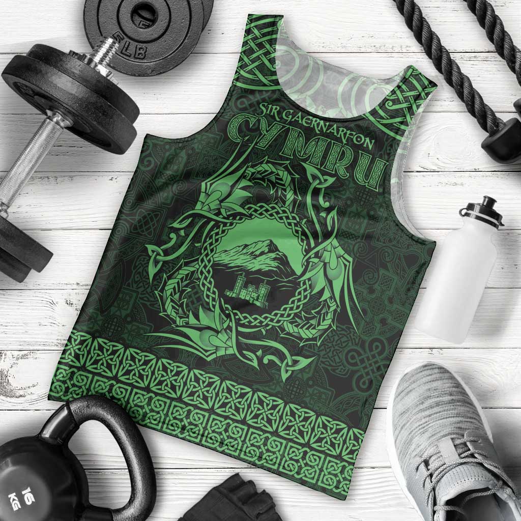 Personalized Caernarfonshire Sir Gaernarfon Men Tank Top Green Castle Tower Celtic-inspired - Wonder Print Shop