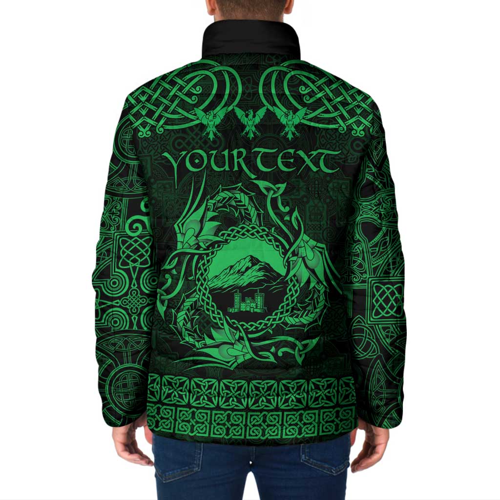 Personalized Caernarfonshire Sir Gaernarfon Padded Jacket Green Castle Tower Celtic-inspired - Wonder Print Shop