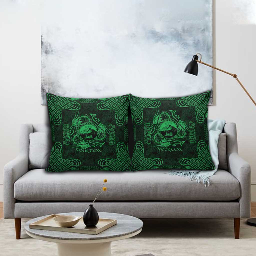 Personalized Caernarfonshire Sir Gaernarfon Pillow Cover Green Castle Tower Celtic-inspired - Wonder Print Shop