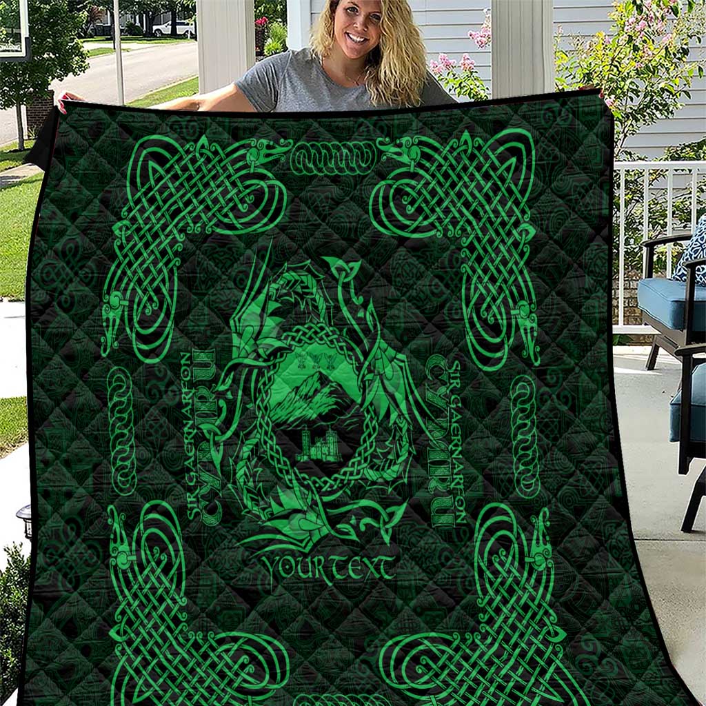 Personalized Caernarfonshire Sir Gaernarfon Quilt Green Castle Tower Celtic-inspired - Wonder Print Shop