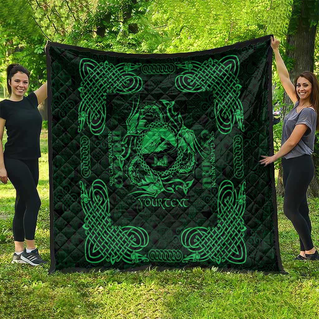 Personalized Caernarfonshire Sir Gaernarfon Quilt Green Castle Tower Celtic-inspired - Wonder Print Shop