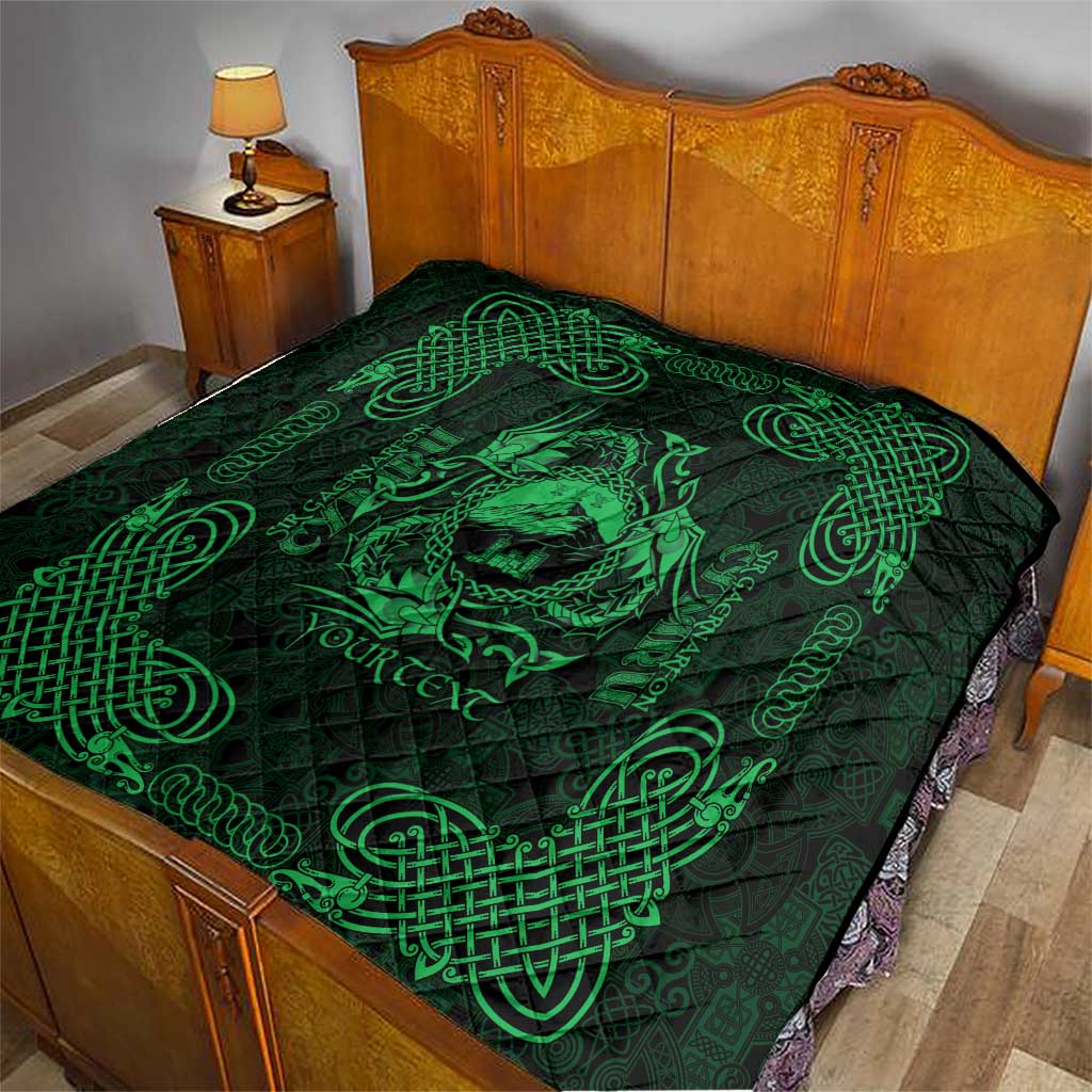 Personalized Caernarfonshire Sir Gaernarfon Quilt Green Castle Tower Celtic-inspired - Wonder Print Shop