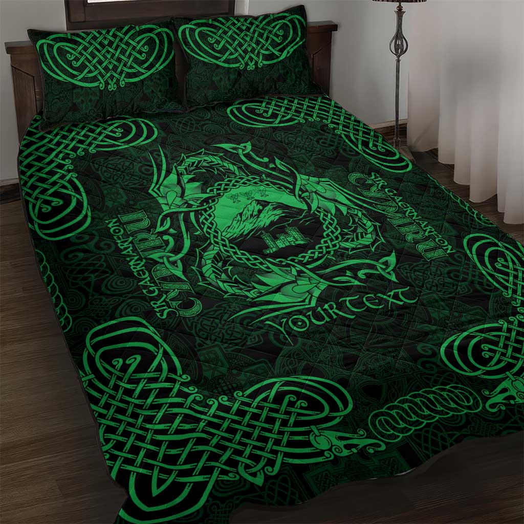 Personalized Caernarfonshire Sir Gaernarfon Quilt Bed Set Green Castle Tower Celtic-inspired - Wonder Print Shop
