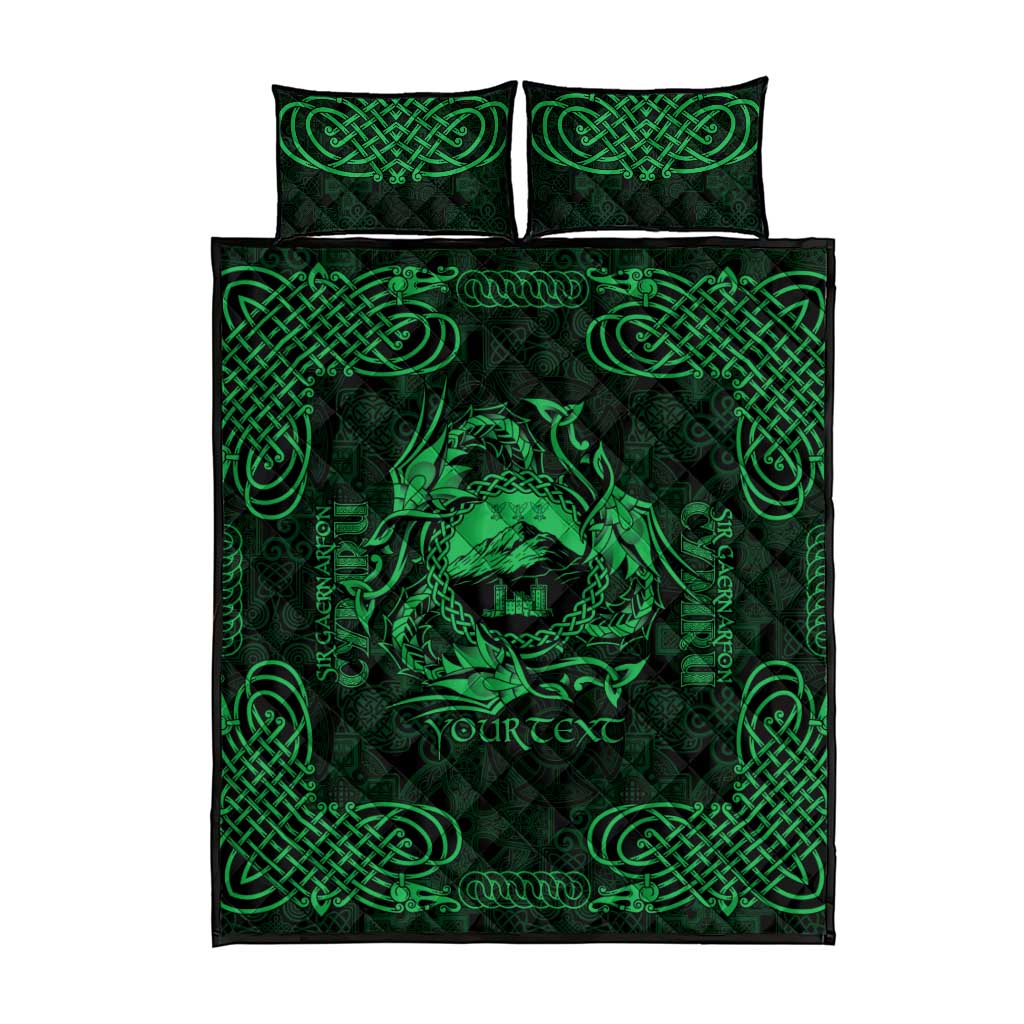 Personalized Caernarfonshire Sir Gaernarfon Quilt Bed Set Green Castle Tower Celtic-inspired - Wonder Print Shop