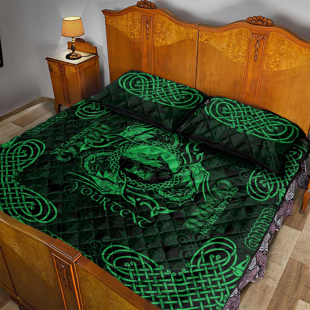 Personalized Caernarfonshire Sir Gaernarfon Quilt Bed Set Green Castle Tower Celtic-inspired - Wonder Print Shop