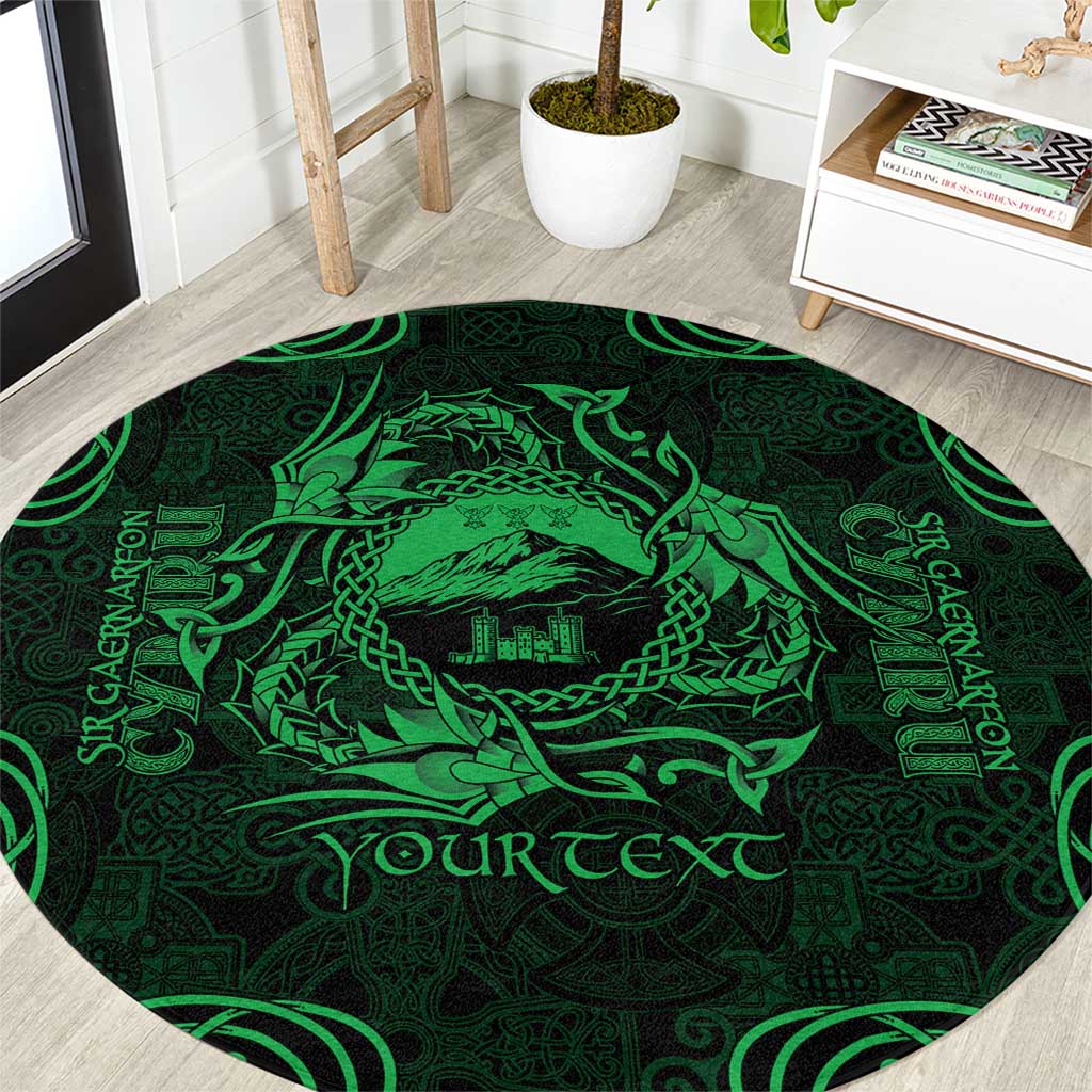 Personalized Caernarfonshire Sir Gaernarfon Round Carpet Green Castle Tower Celtic-inspired - Wonder Print Shop