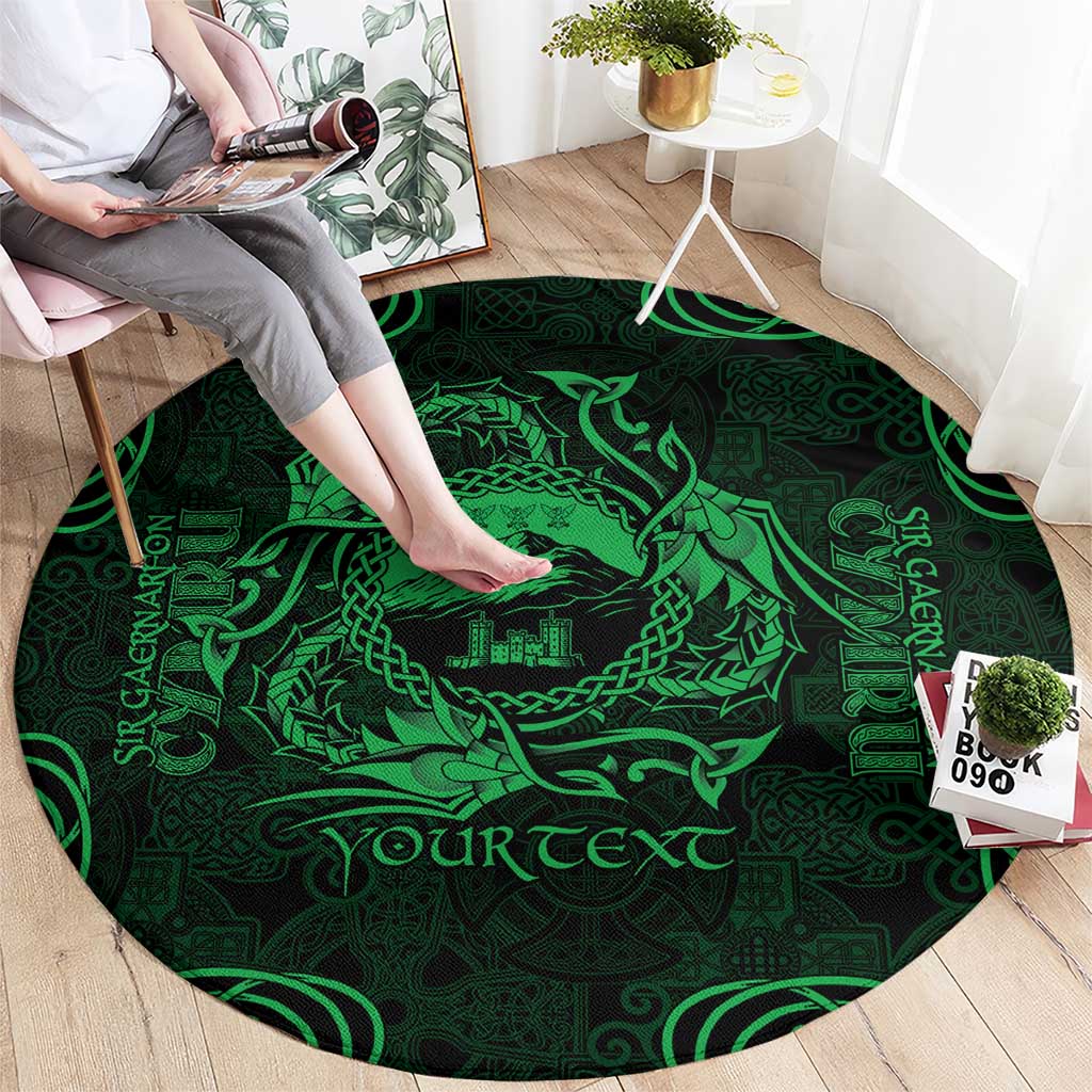 Personalized Caernarfonshire Sir Gaernarfon Round Carpet Green Castle Tower Celtic-inspired - Wonder Print Shop