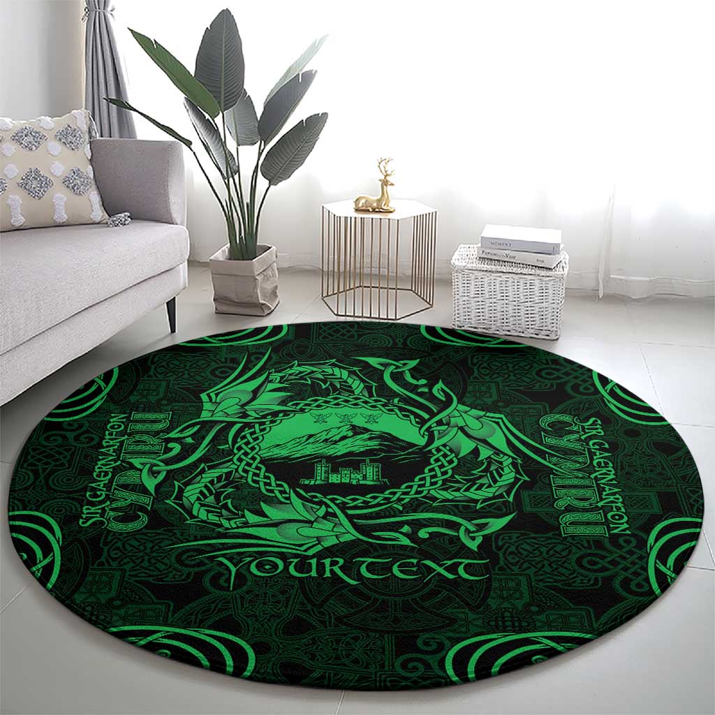 Personalized Caernarfonshire Sir Gaernarfon Round Carpet Green Castle Tower Celtic-inspired - Wonder Print Shop