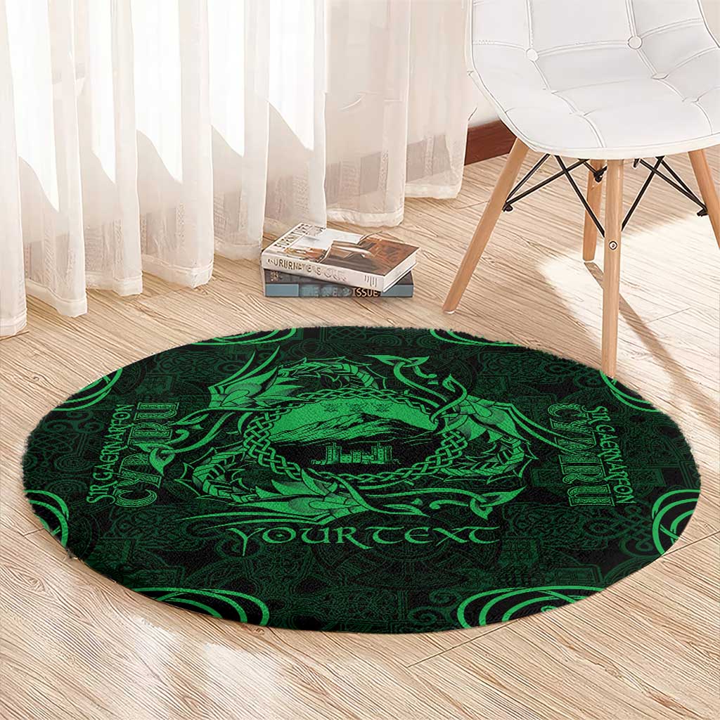 Personalized Caernarfonshire Sir Gaernarfon Round Carpet Green Castle Tower Celtic-inspired - Wonder Print Shop