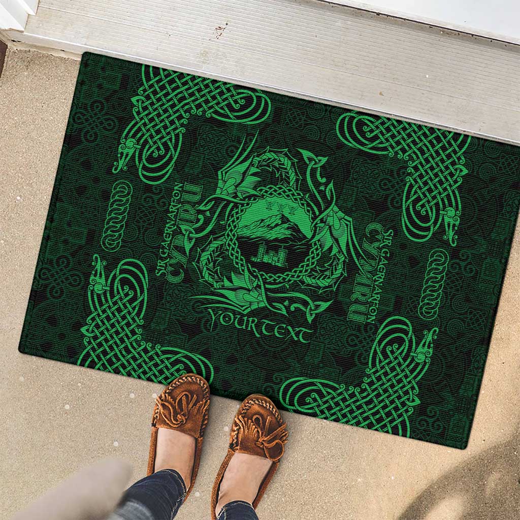 Personalized Caernarfonshire Sir Gaernarfon Rubber Doormat Green Castle Tower Celtic-inspired - Wonder Print Shop