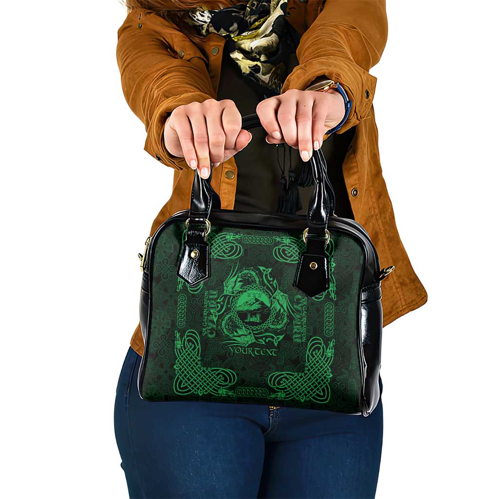 Personalized Caernarfonshire Sir Gaernarfon Shoulder Handbag Green Castle Tower Celtic-inspired - Wonder Print Shop