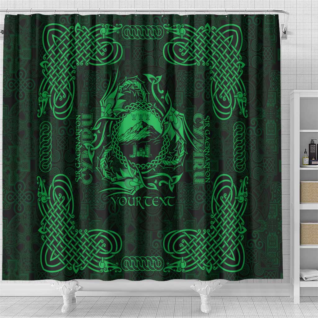 Personalized Caernarfonshire Sir Gaernarfon Shower Curtain Green Castle Tower Celtic-inspired - Wonder Print Shop