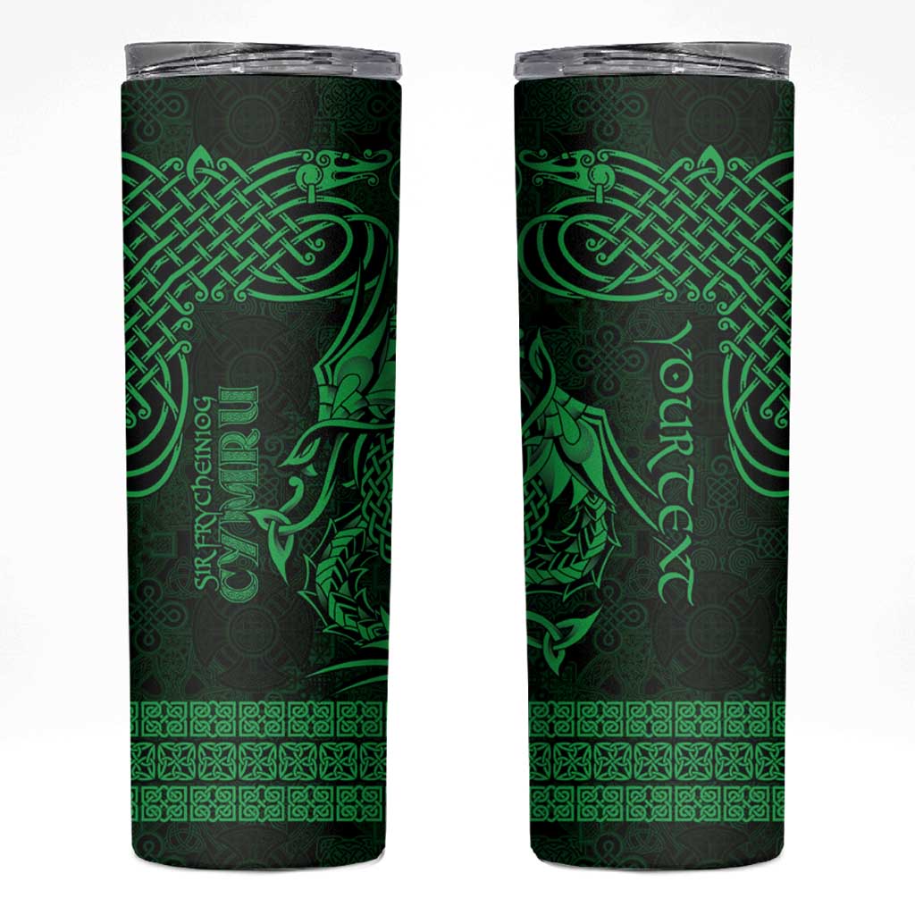 Personalized Caernarfonshire Sir Gaernarfon Skinny Tumbler Green Castle Tower Celtic-inspired - Wonder Print Shop