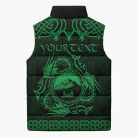 Personalized Caernarfonshire Sir Gaernarfon Sleeveless Puffer Jacket Green Castle Tower Celtic-inspired - Wonder Print Shop