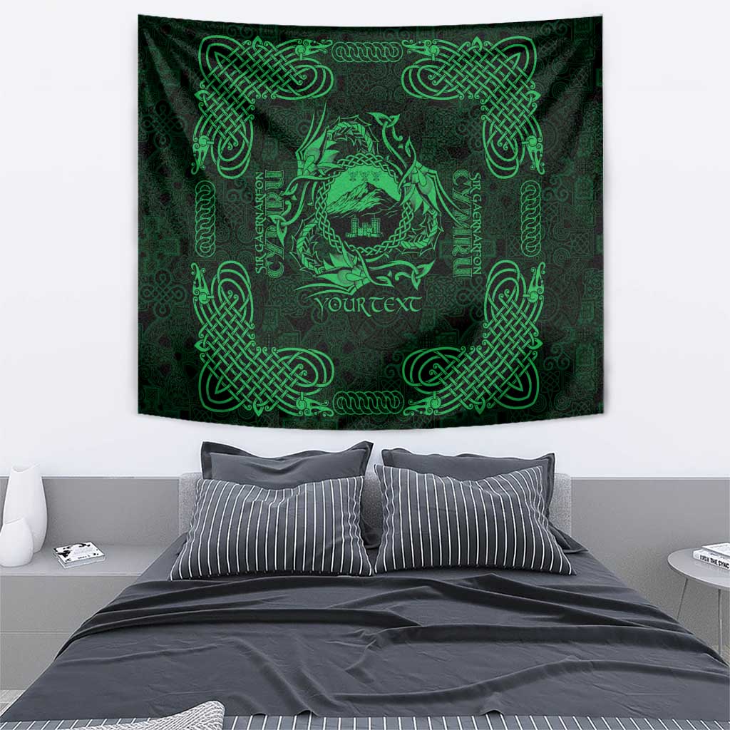 Personalized Caernarfonshire Sir Gaernarfon Tapestry Green Castle Tower Celtic-inspired - Wonder Print Shop