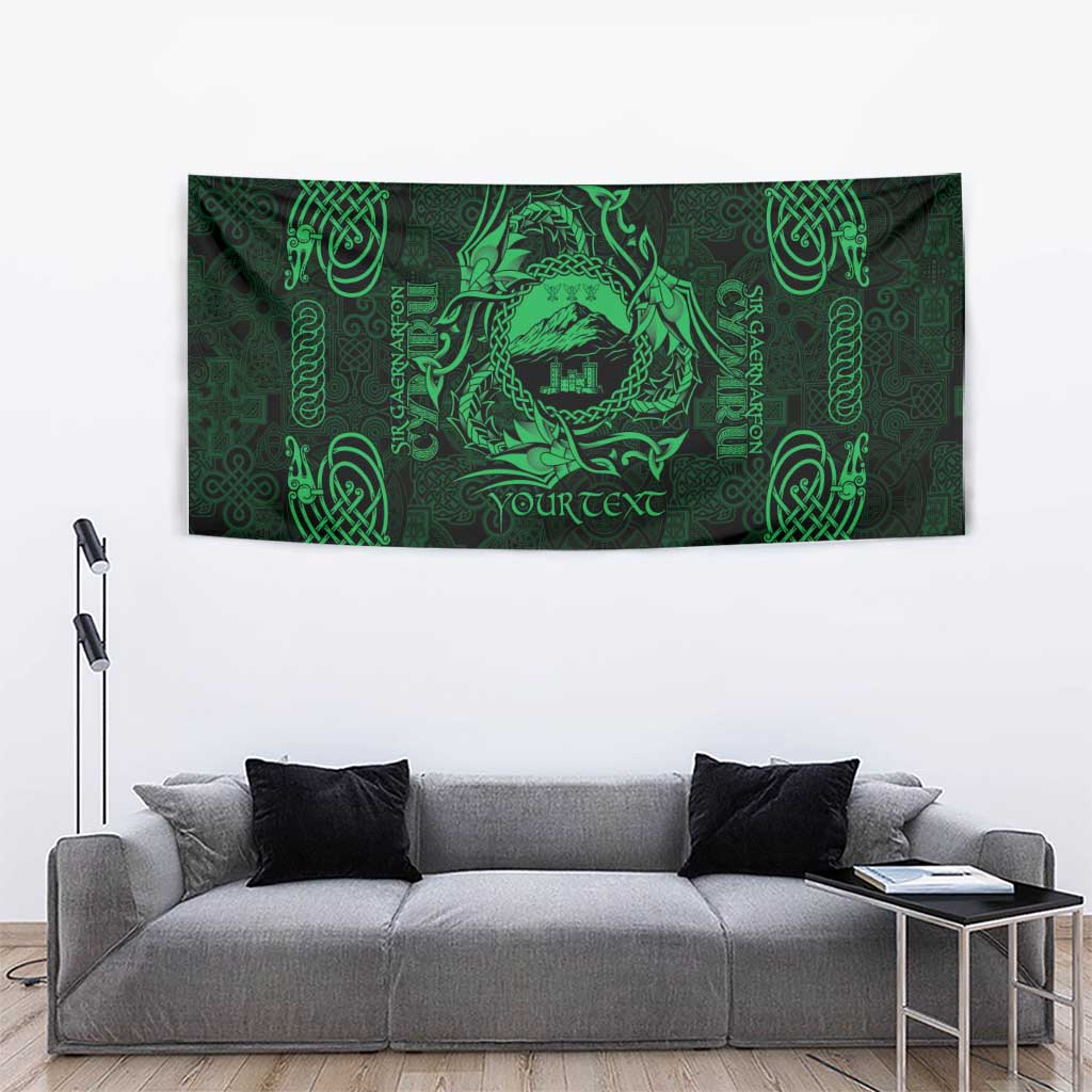 Personalized Caernarfonshire Sir Gaernarfon Tapestry Green Castle Tower Celtic-inspired - Wonder Print Shop