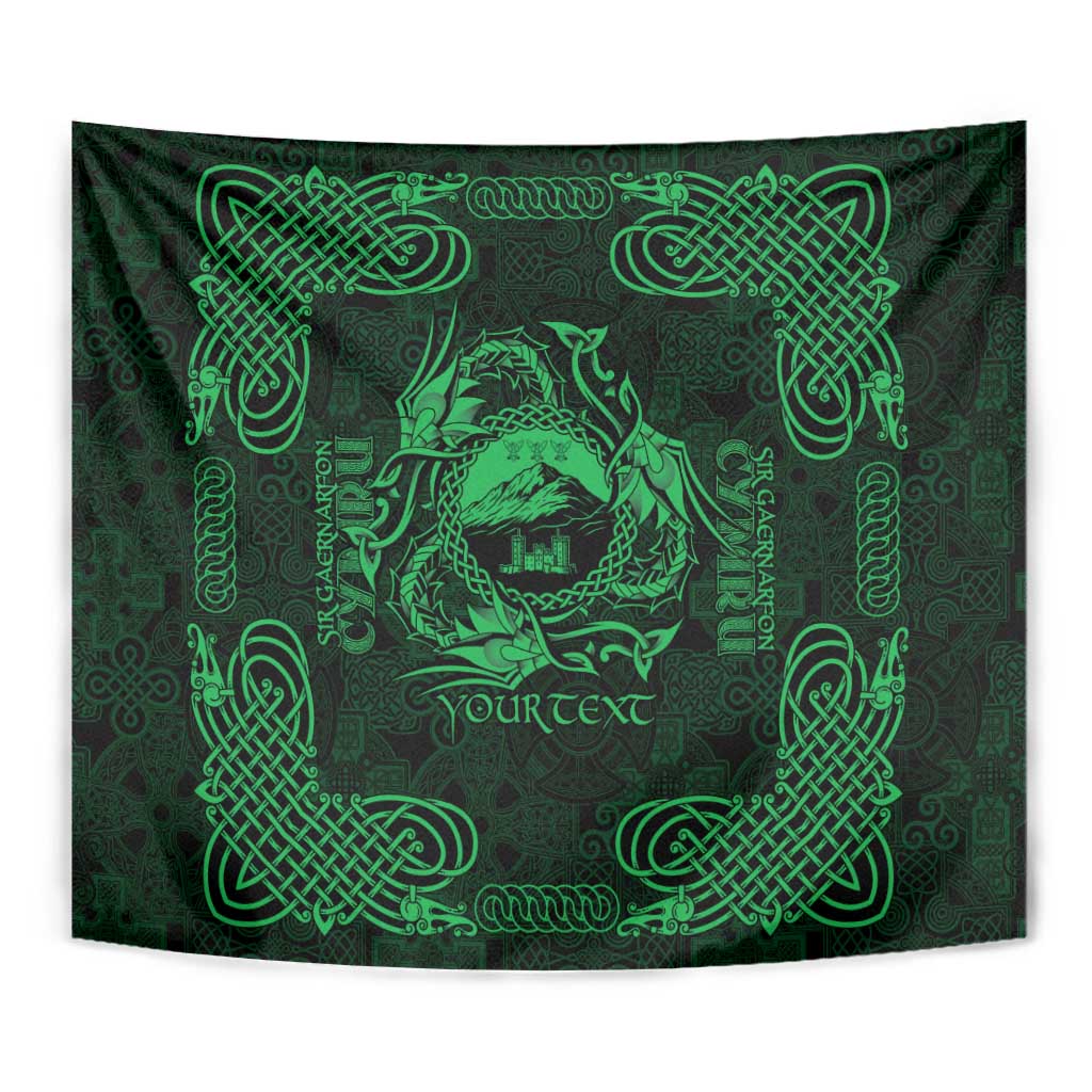 Personalized Caernarfonshire Sir Gaernarfon Tapestry Green Castle Tower Celtic-inspired - Wonder Print Shop