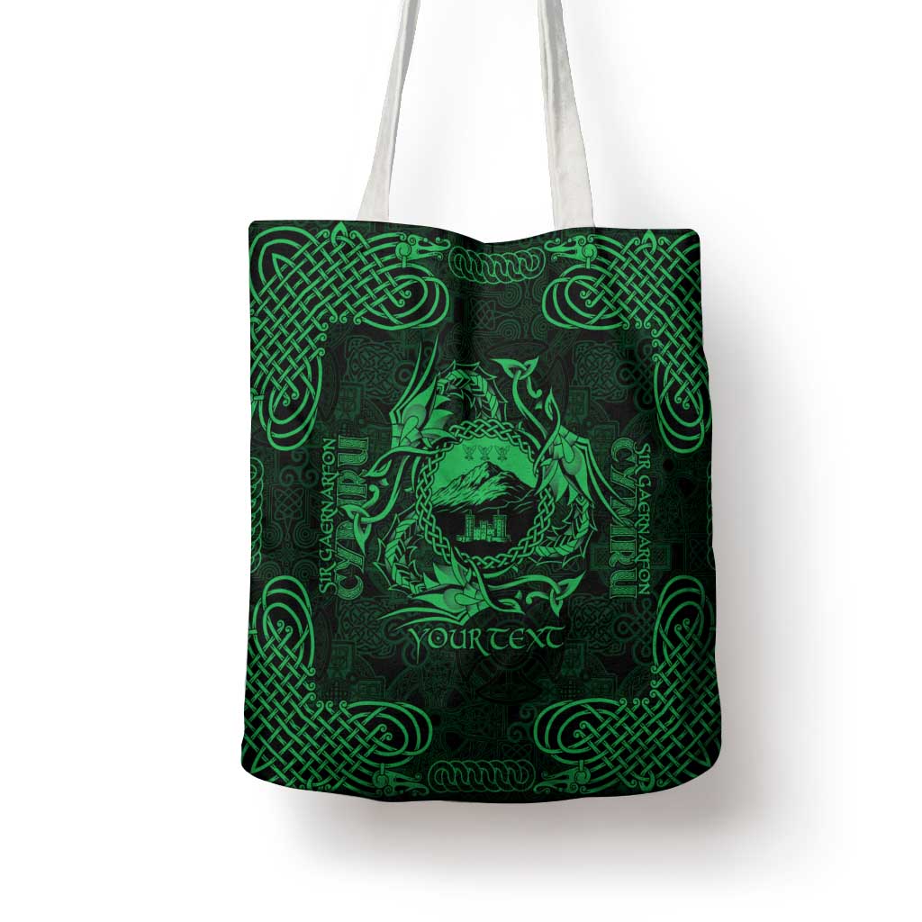 Personalized Caernarfonshire Sir Gaernarfon Tote Bag Green Castle Tower Celtic-inspired - Wonder Print Shop