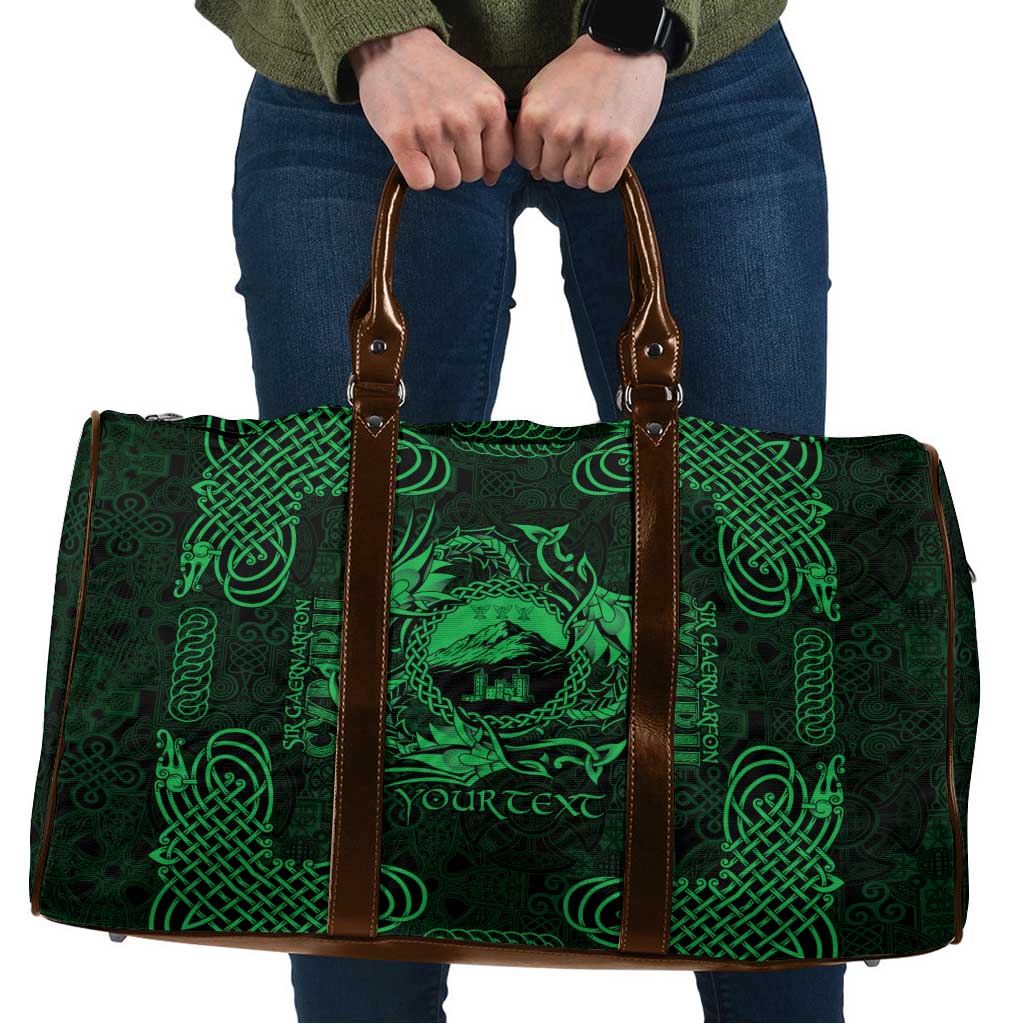 Personalized Caernarfonshire Sir Gaernarfon Travel Bag Green Castle Tower Celtic-inspired - Wonder Print Shop