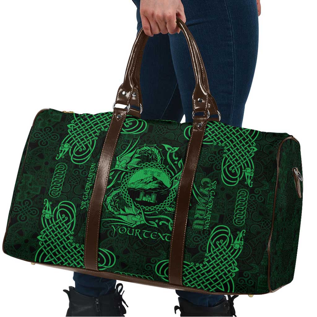 Personalized Caernarfonshire Sir Gaernarfon Travel Bag Green Castle Tower Celtic-inspired - Wonder Print Shop