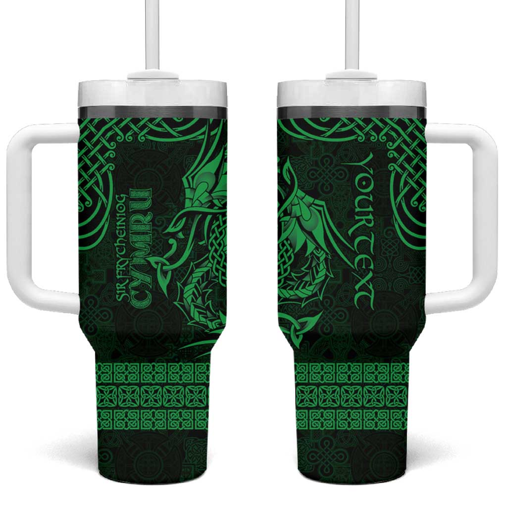 Personalized Caernarfonshire Sir Gaernarfon Tumbler With Handle Green Castle Tower Celtic-inspired - Wonder Print Shop