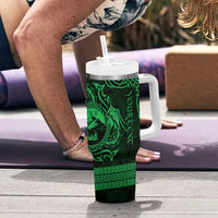 Personalized Caernarfonshire Sir Gaernarfon Tumbler With Handle Green Castle Tower Celtic-inspired - Wonder Print Shop