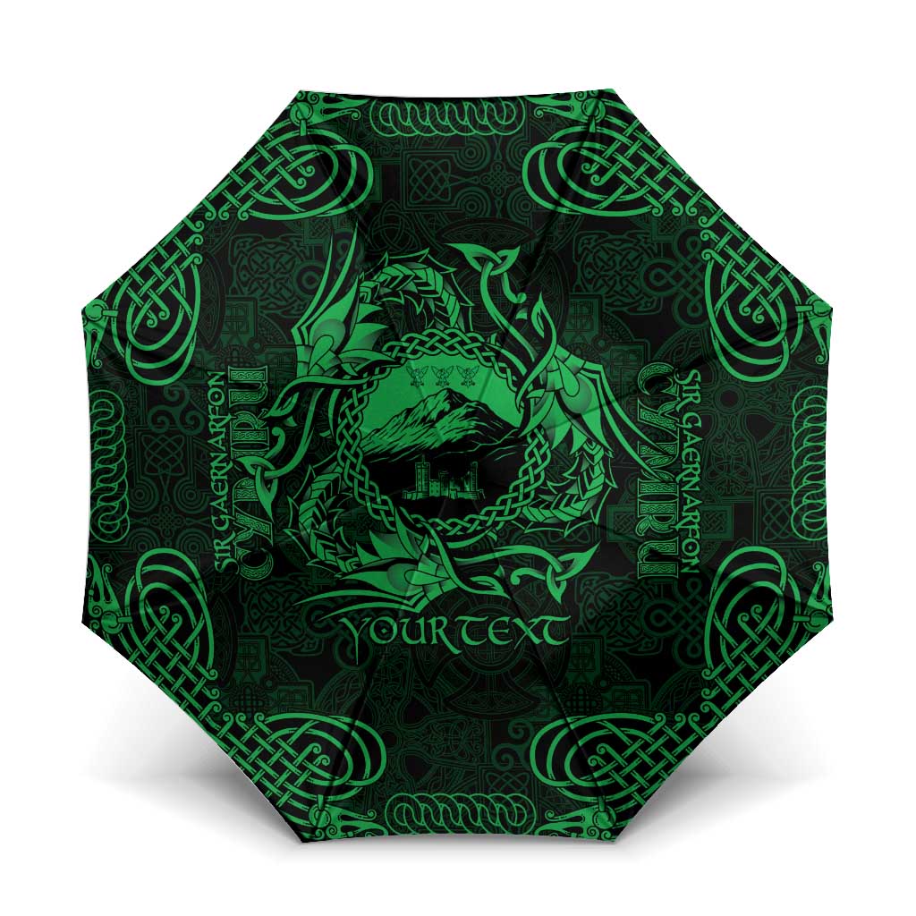 Personalized Caernarfonshire Sir Gaernarfon Umbrella Green Castle Tower Celtic-inspired - Wonder Print Shop