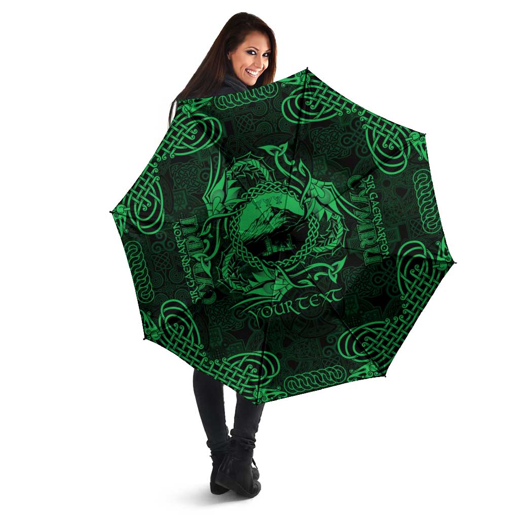 Personalized Caernarfonshire Sir Gaernarfon Umbrella Green Castle Tower Celtic-inspired - Wonder Print Shop