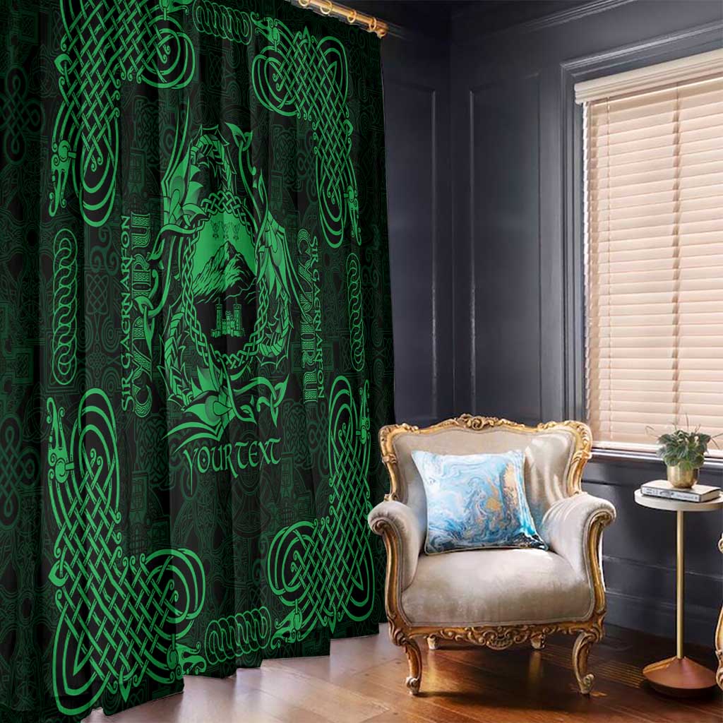 Personalized Caernarfonshire Sir Gaernarfon Window Curtain Green Castle Tower Celtic-inspired - Wonder Print Shop