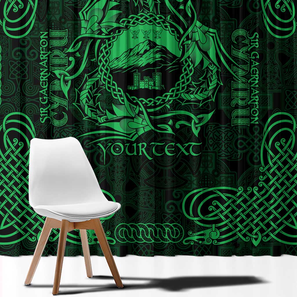 Personalized Caernarfonshire Sir Gaernarfon Window Curtain Green Castle Tower Celtic-inspired - Wonder Print Shop