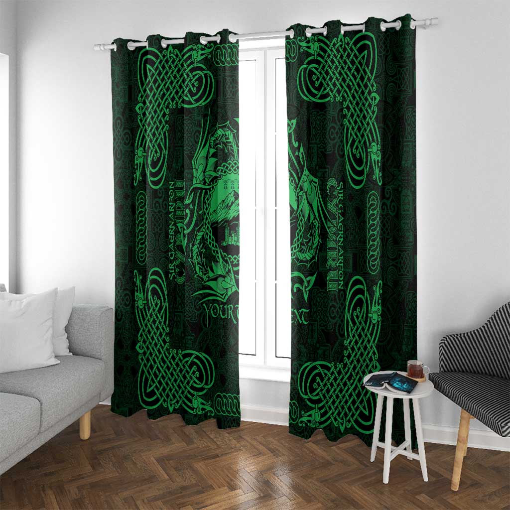 Personalized Caernarfonshire Sir Gaernarfon Window Curtain Green Castle Tower Celtic-inspired - Wonder Print Shop