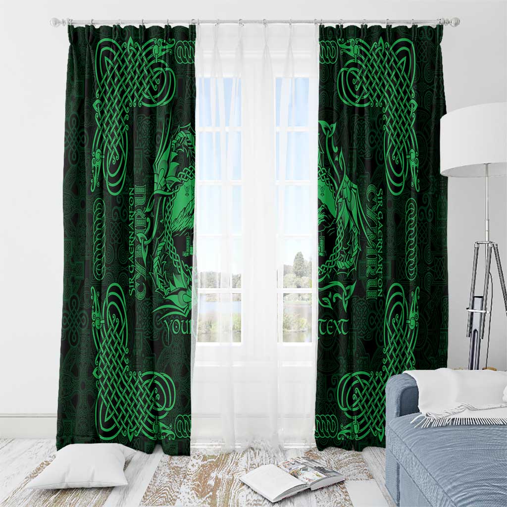 Personalized Caernarfonshire Sir Gaernarfon Window Curtain Green Castle Tower Celtic-inspired - Wonder Print Shop