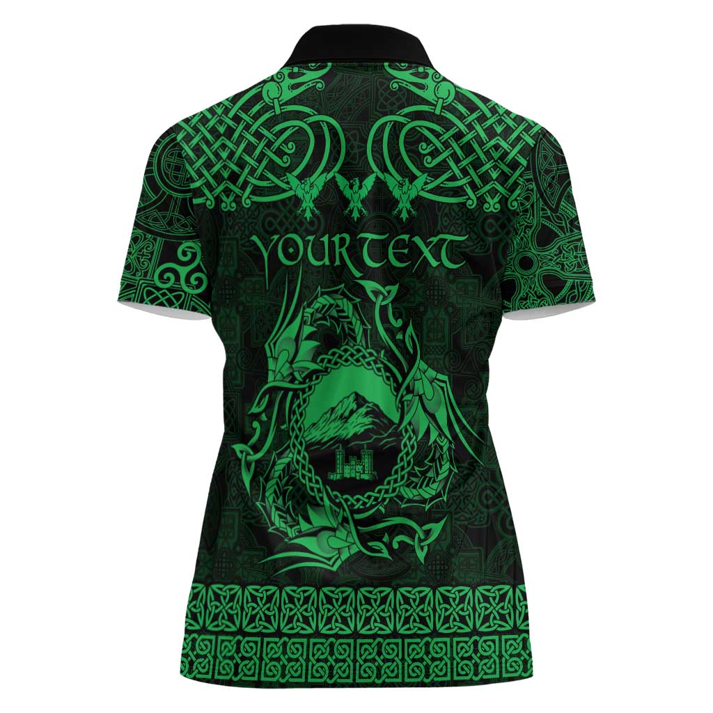 Personalized Caernarfonshire Sir Gaernarfon Women Polo Shirt Green Castle Tower Celtic-inspired - Wonder Print Shop