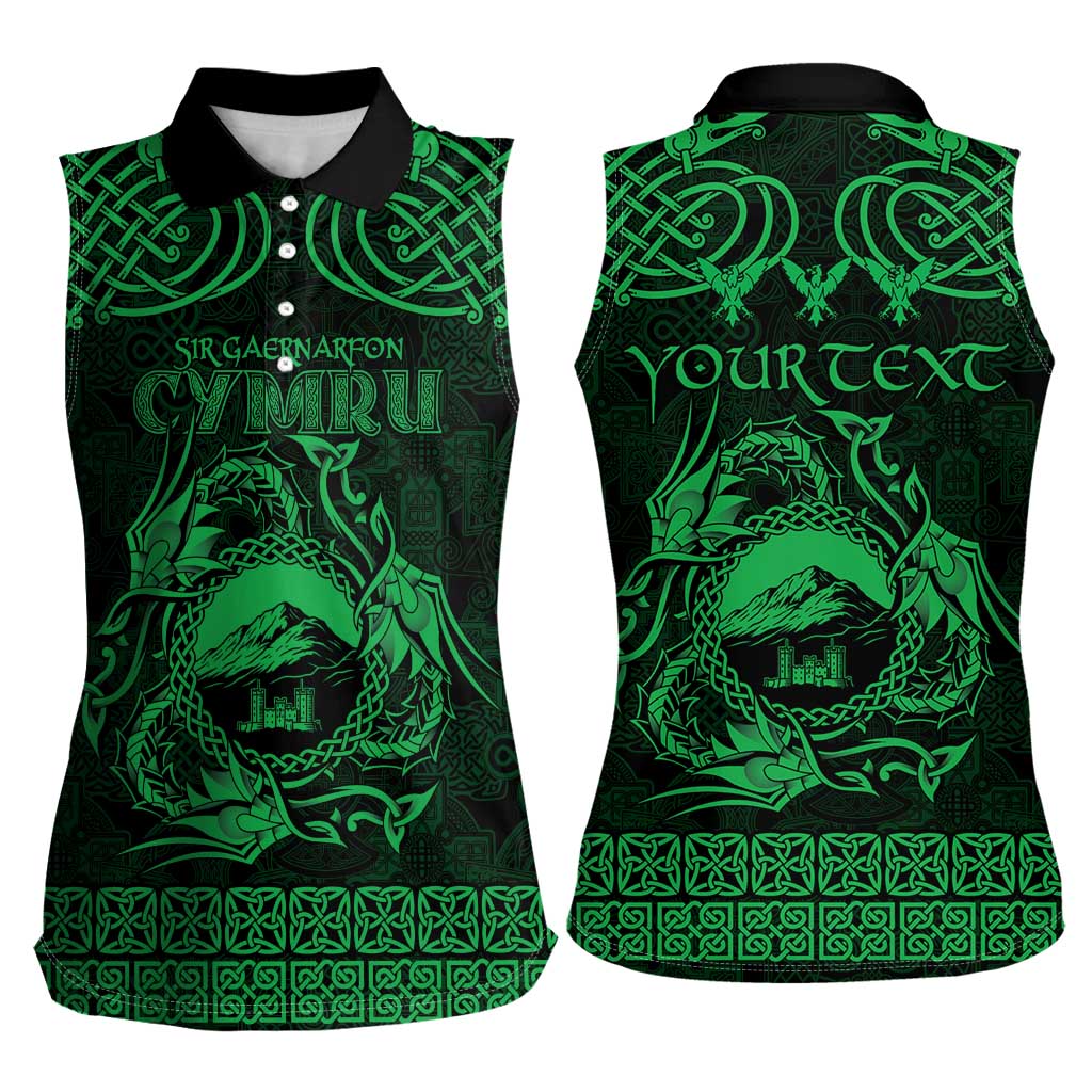Personalized Caernarfonshire Sir Gaernarfon Women Sleeveless Polo Shirt Green Castle Tower Celtic-inspired - Wonder Print Shop