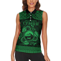 Personalized Caernarfonshire Sir Gaernarfon Women Sleeveless Polo Shirt Green Castle Tower Celtic-inspired - Wonder Print Shop
