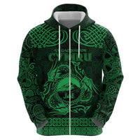 Personalized Caernarfonshire Sir Gaernarfon Zip Hoodie Green Castle Tower Celtic-inspired - Wonder Print Shop