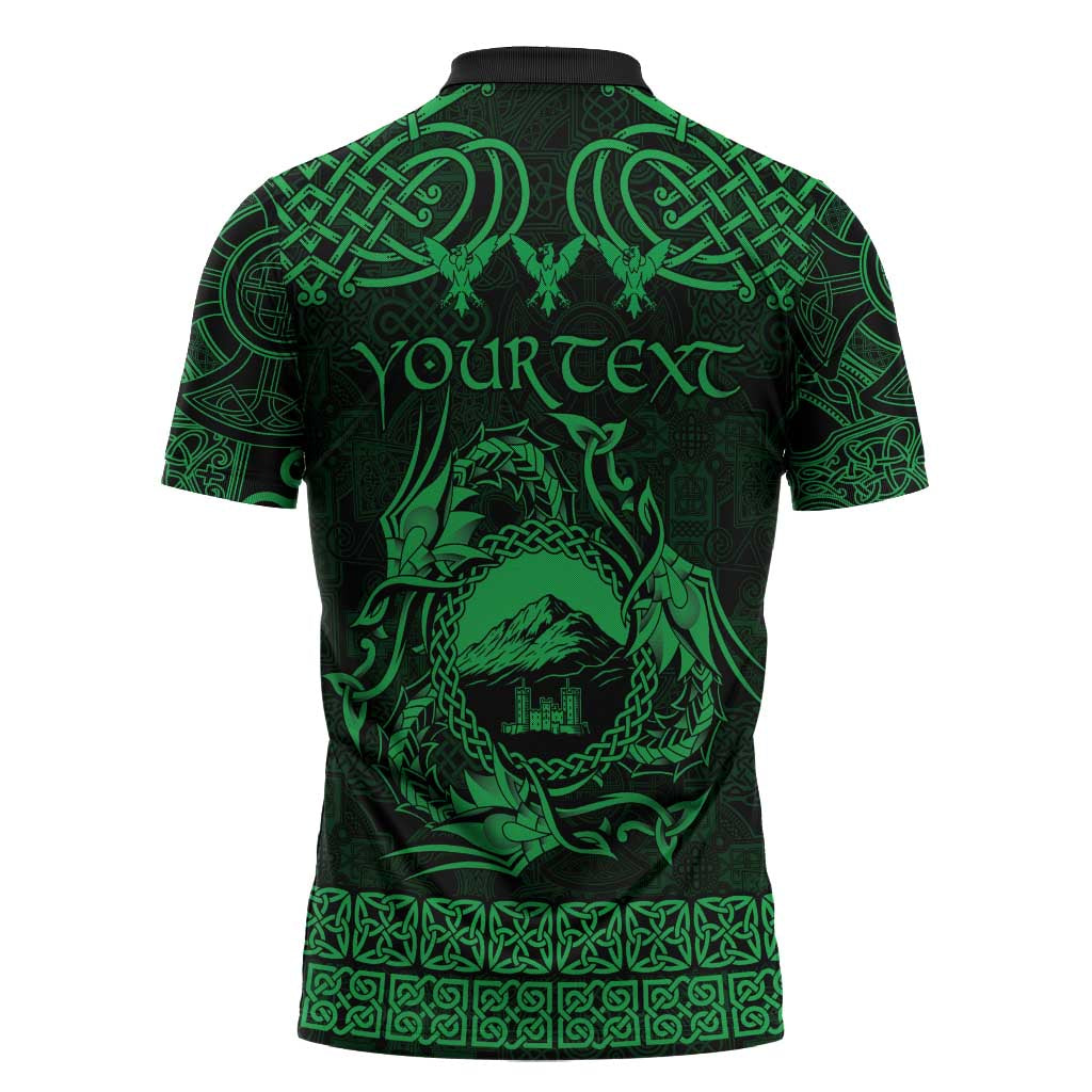 Personalized Caernarfonshire Sir Gaernarfon Zipper Polo Shirt Green Castle Tower Celtic-inspired - Wonder Print Shop