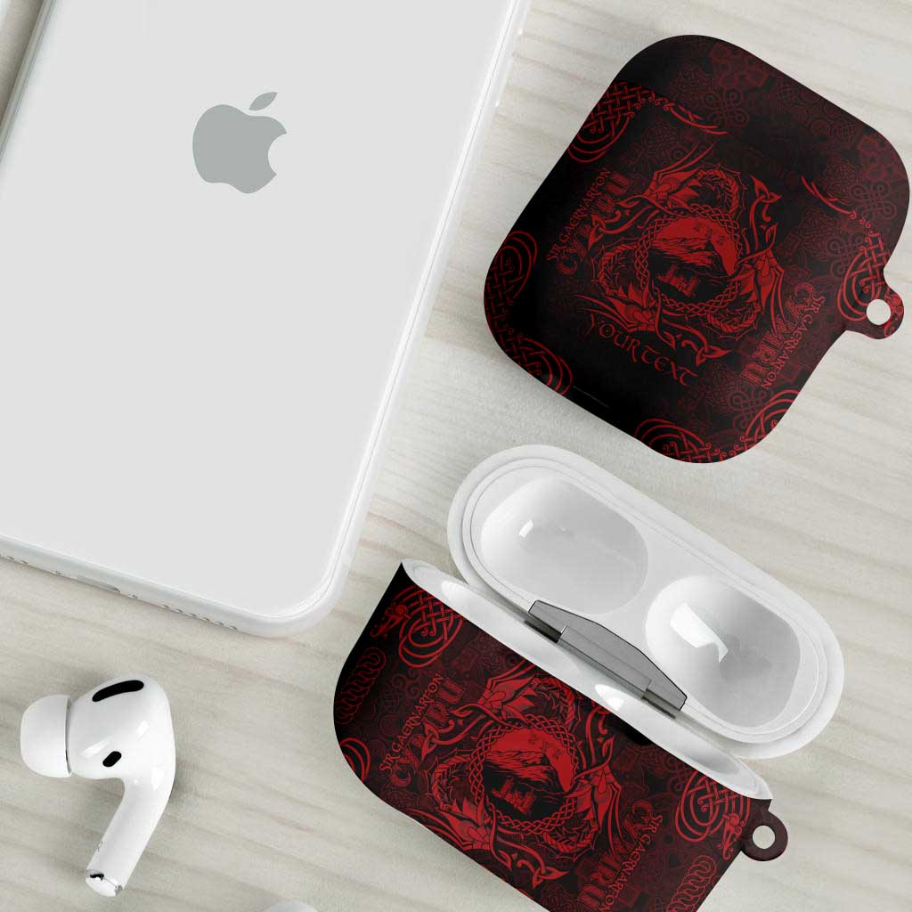 Personalized Caernarfonshire Sir Gaernarfon AirPods Case Red Castle Tower Celtic-inspired - Wonder Print Shop