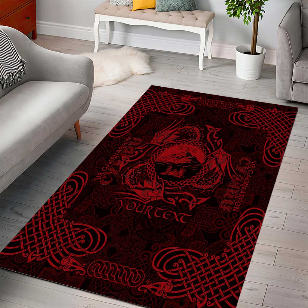 Personalized Caernarfonshire Sir Gaernarfon Area Rug Red Castle Tower Celtic-inspired - Wonder Print Shop