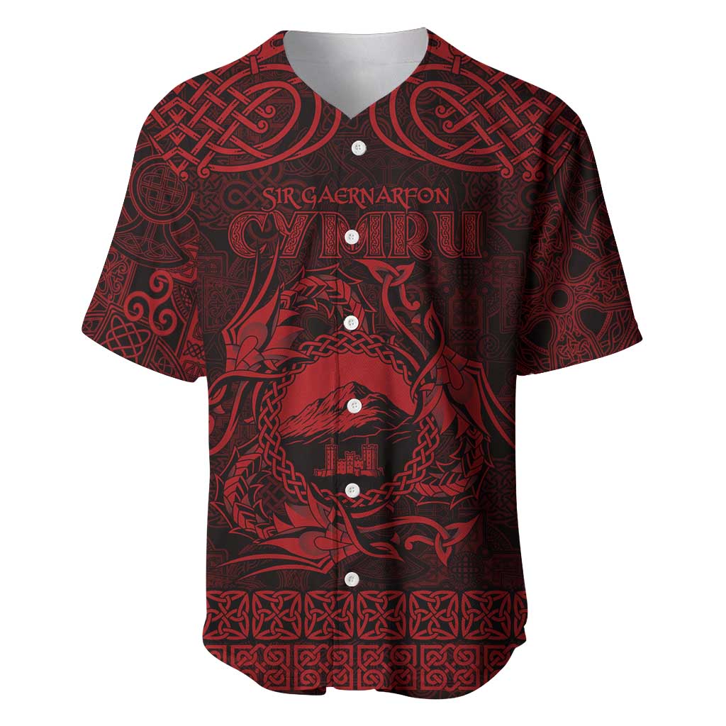 Personalized Caernarfonshire Sir Gaernarfon Baseball Jersey Red Castle Tower Celtic-inspired - Wonder Print Shop
