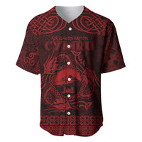 Personalized Caernarfonshire Sir Gaernarfon Baseball Jersey Red Castle Tower Celtic-inspired - Wonder Print Shop