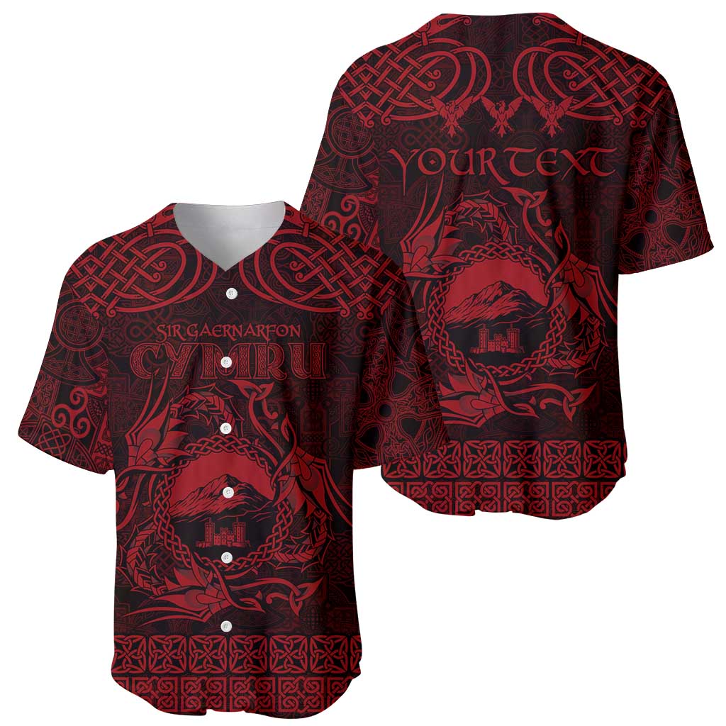 Personalized Caernarfonshire Sir Gaernarfon Baseball Jersey Red Castle Tower Celtic-inspired - Wonder Print Shop